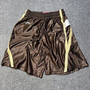 VTG Rawlings Basketball Shorts Mens‎ 32 W Brown Shiny Dazzle Silky Soft NYLON